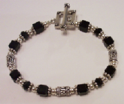 Black Crystal Bracelet w/ Sterling Silver